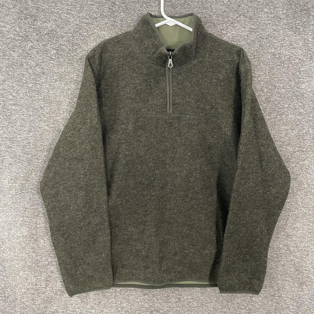Bonobos Sweater Mens Large‎ Green Wool Blend 1/4 Zip Mock Neck Lined Pullover